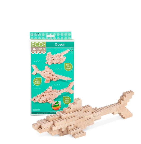 Eco-Bricks™ Ocean Animals 3-in-1 Wooden Building Set | Biodegradable Construction Blocks