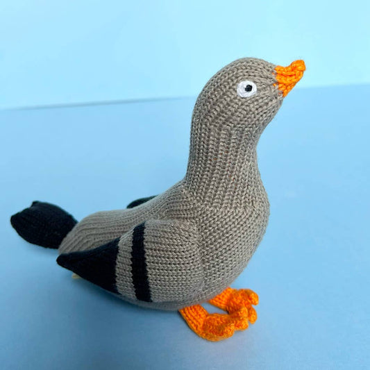 NYC Pigeon Organic Cotton Baby Rattle | Handmade Soft Toy