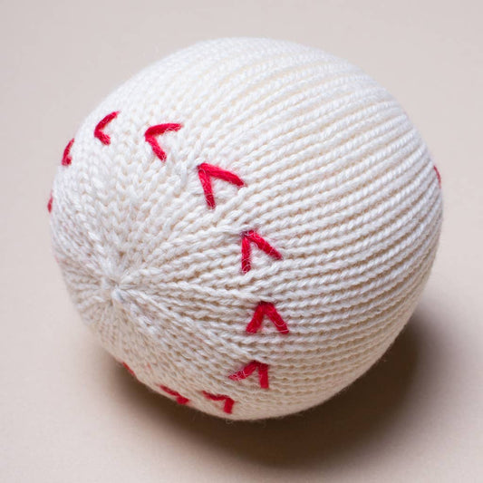 Baseball Baby Rattle Organic Cotton | Handmade Sports Toy for Newborns