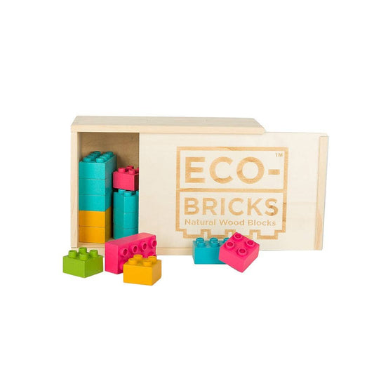 Eco-bricks™ Color Plus Large Wooden Blocks | FSC-Certified 25-Piece Toddler Building Set