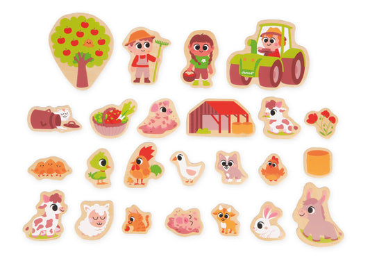 Wooden Farm Magnets Set (24 pcs)