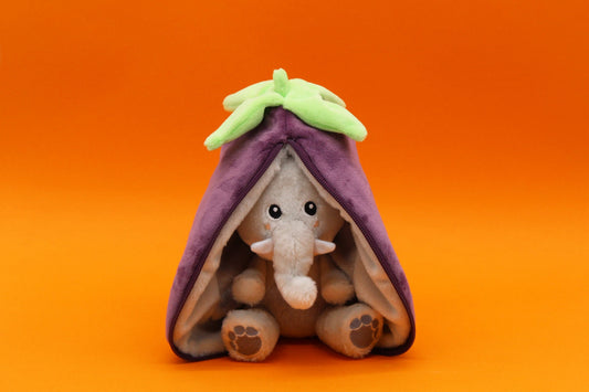Flipetz Velvet the Elephant Plush | Eggplant Transforming Stuffed Toy