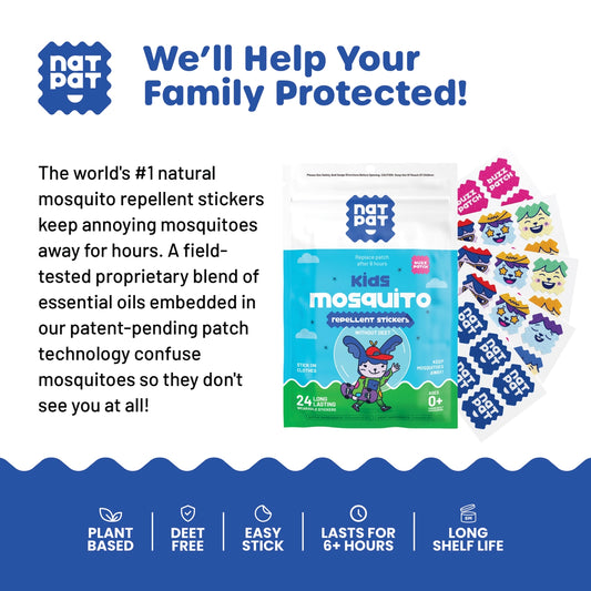 NatPat BuzzPatch Mosquito Repellent Stickers | Natural DEET-Free Bug Repellent for Kids