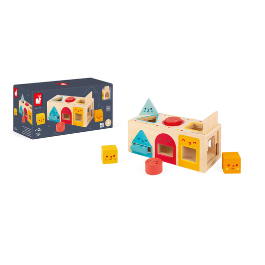 Colors & Geometric Shapes Box | Wooden Shape Sorter Toy (6 Blocks)