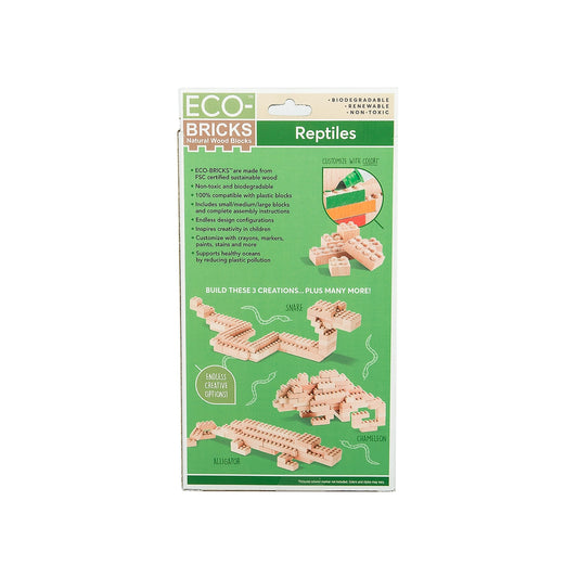 Eco-Bricks™ Reptile 3-in-1 Wooden Building Set | Chameleon, Snake & Alligator Set