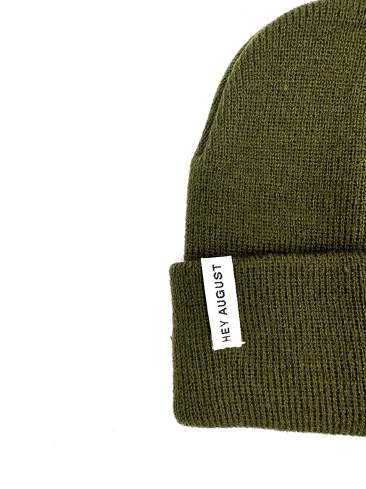 Knit cuff Beanie in Pine