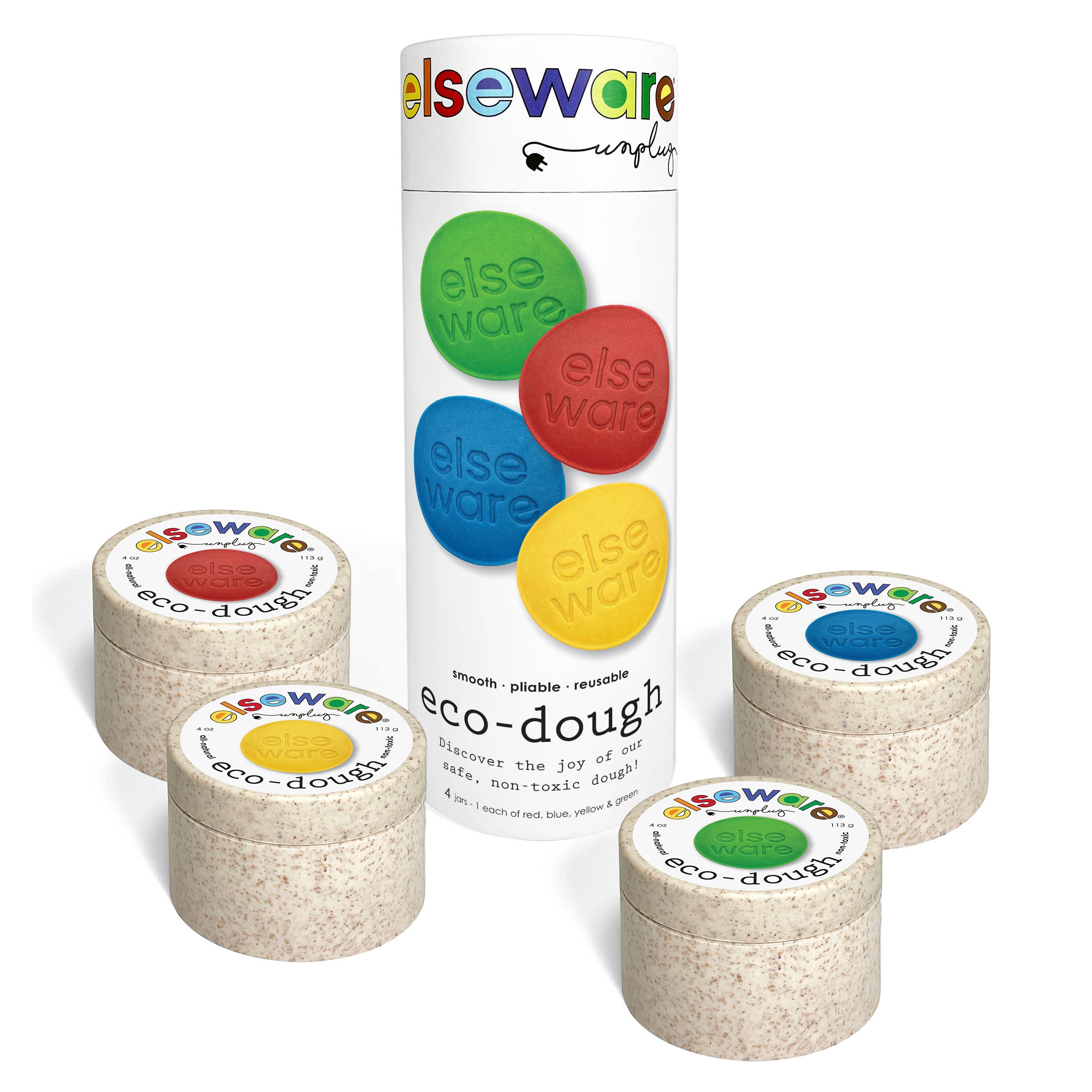 elseware unplug Eco-Dough 4-Pack | Natural Non-Toxic Play Dough ...