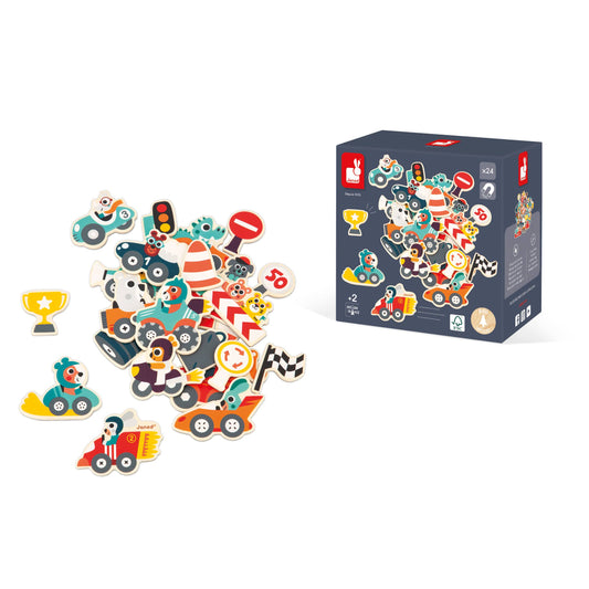Wooden Car Magnets Set (24 pcs)