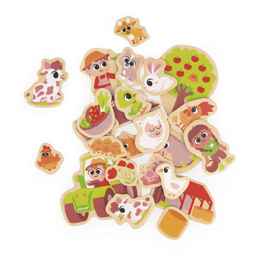 Wooden Farm Magnets Set (24 pcs)