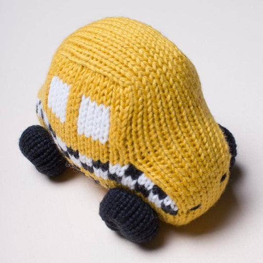 NYC Taxi Organic Cotton Baby Rattle | Handmade Yellow Cab Infant Toy