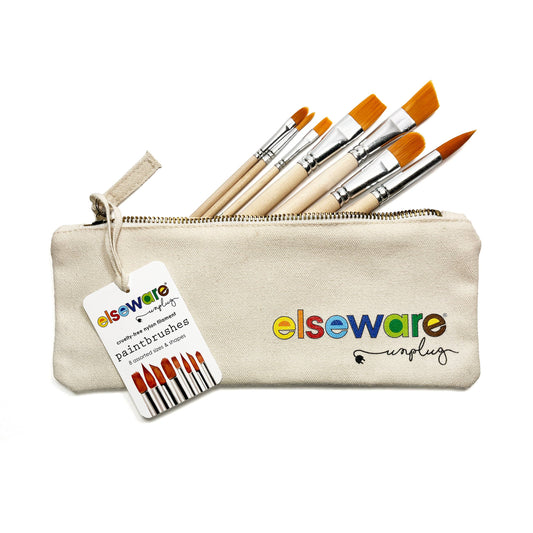 Paintbrush Set | 8 Nylon Brushes in Canvas Bag
