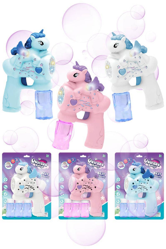 Unicorn Pony LED Light-Up Noise Making Bubble Gun