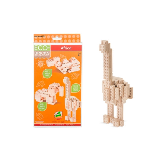 Eco-Bricks™ Africa 3-in-1 Wooden Building Set | Camel, Elephant & Ostrich Set