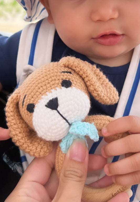 Cinnamon Blue Puppy Rattle