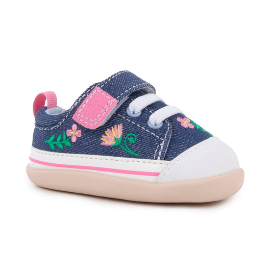 Stevie Mini Blue/Denim Garden | Baby First Walker Shoes
