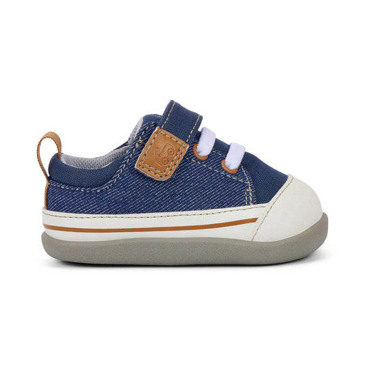 Stevie Mini Navy Denim | Baby First Walker Shoes