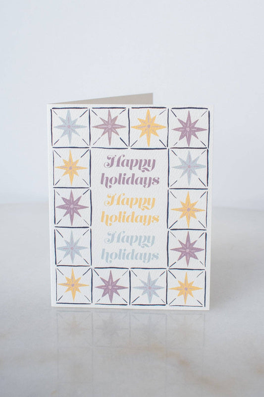 Starry Blue Happy Holidays Card