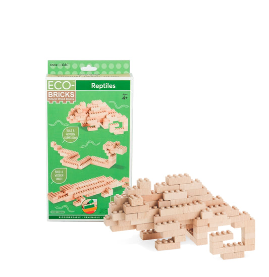 Eco-Bricks™ Reptile 3-in-1 Wooden Building Set | Chameleon, Snake & Alligator Set