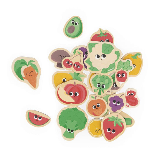 Wooden Fruit & Veggie Magnets Set (24 pcs)