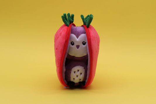 Flipetz Violet the Owl Plush | Strawberry Transforming Stuffed Toy