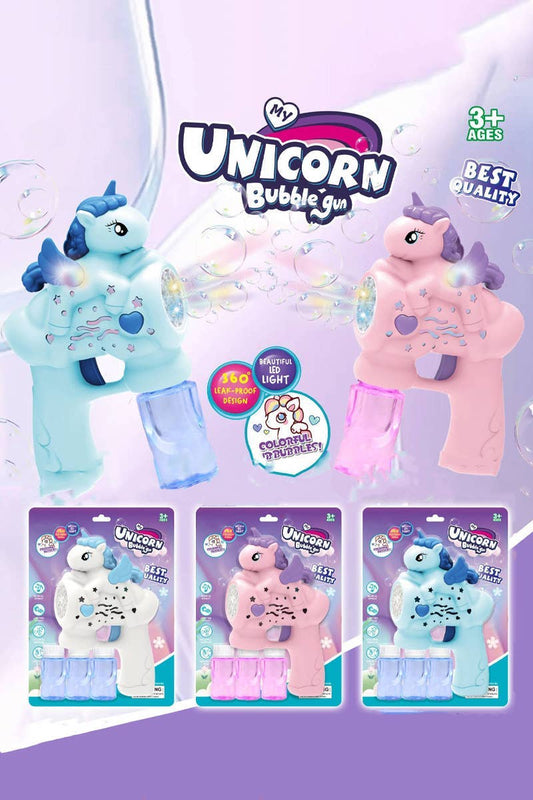 Unicorn Pony LED Light-Up Noise Making Bubble Gun